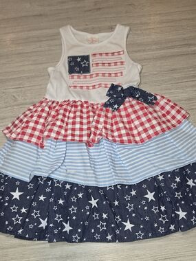 Young And Awesome 4th Of July Toddler Ruffle Dress Size 4T B6